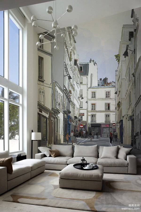 现代公寓创意墙绘设计图