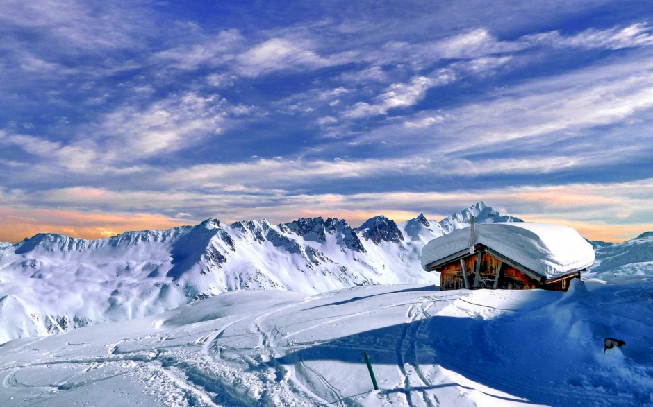 高清唯美山村雪景摄影图片