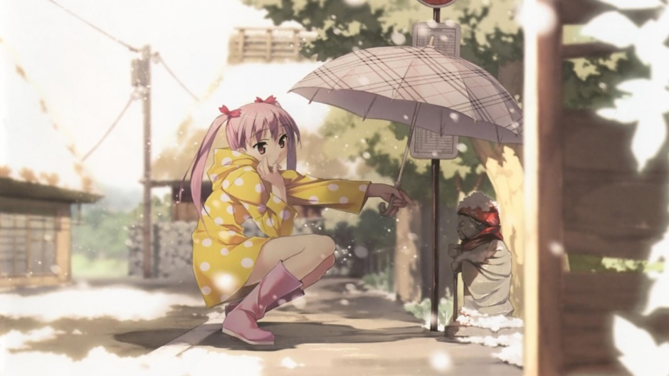 唯美的雨伞少女动漫图片