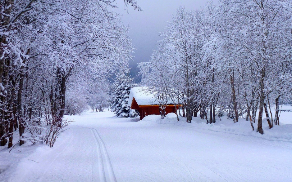 高清唯美山村雪景摄影图片