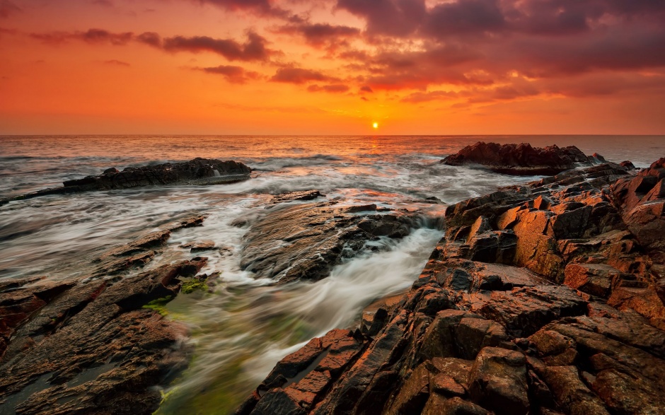 壮观迷人的大海夕阳风景壁纸图片