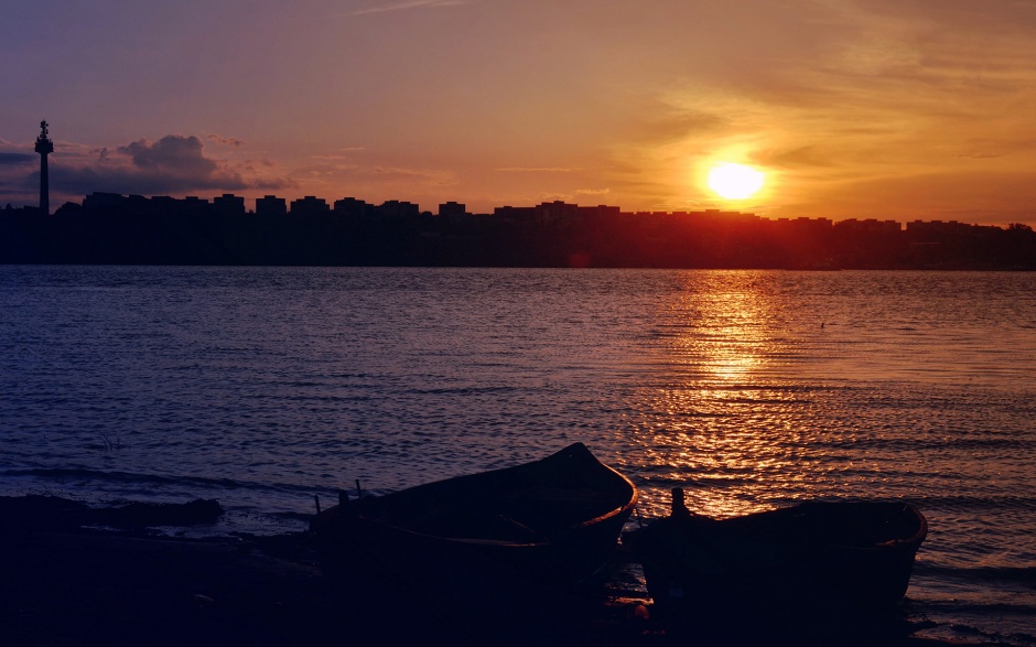 唯美的多瑙河夕阳风景壁纸