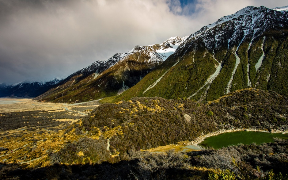 壮观迷人新西兰火山山脉风景壁纸