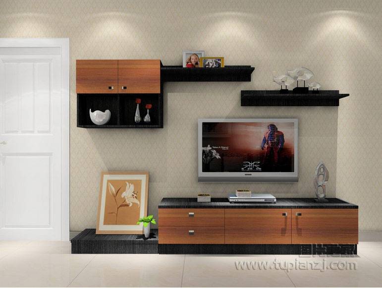 客厅电视背景墙小清新素雅设计效果图