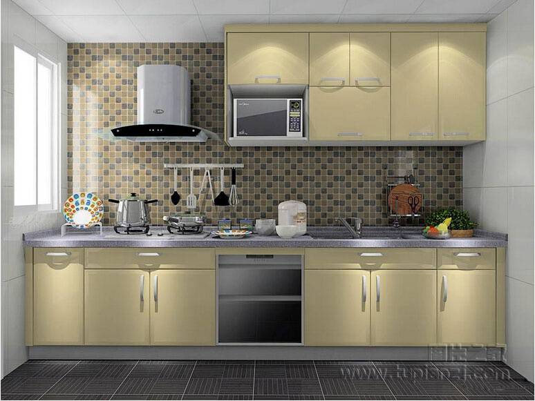 宽敞浪漫的小户型半开放式厨房装修图