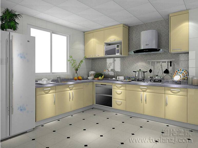 宽敞浪漫的小户型半开放式厨房装修图