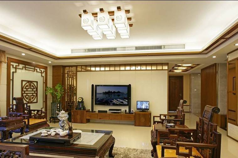 新中式电视背景墙效果图