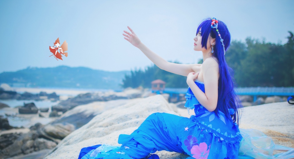 园田海未cosplay美人鱼写真