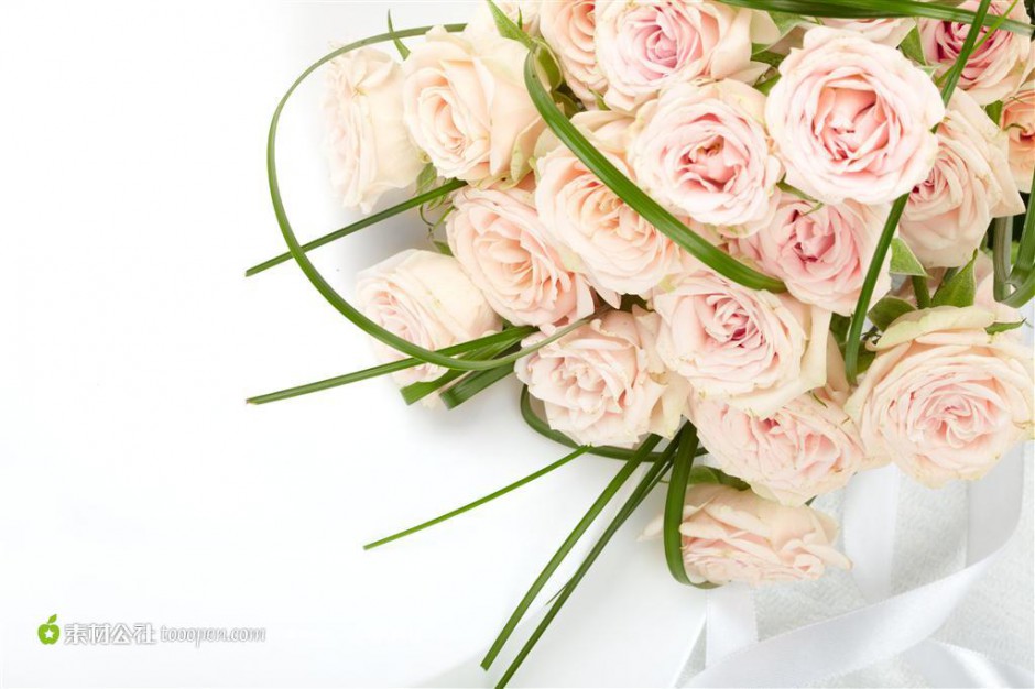 唯美高清粉玫瑰花束图片