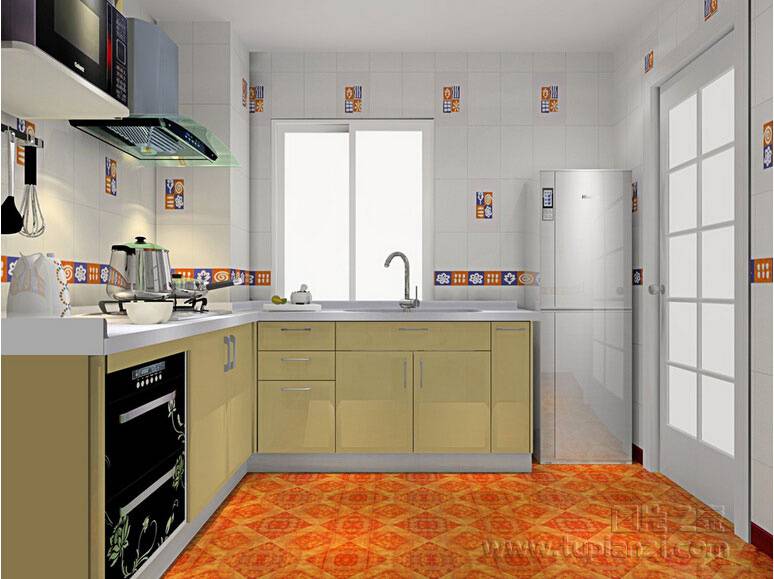 宽敞浪漫的小户型半开放式厨房装修图