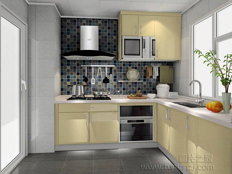宽敞浪漫的小户型半开放式厨房装修图