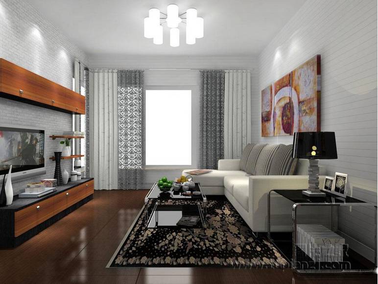 中式简约现代客厅装修效果图