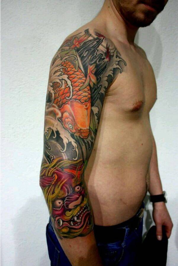 日本霸气式神花臂纹身图案