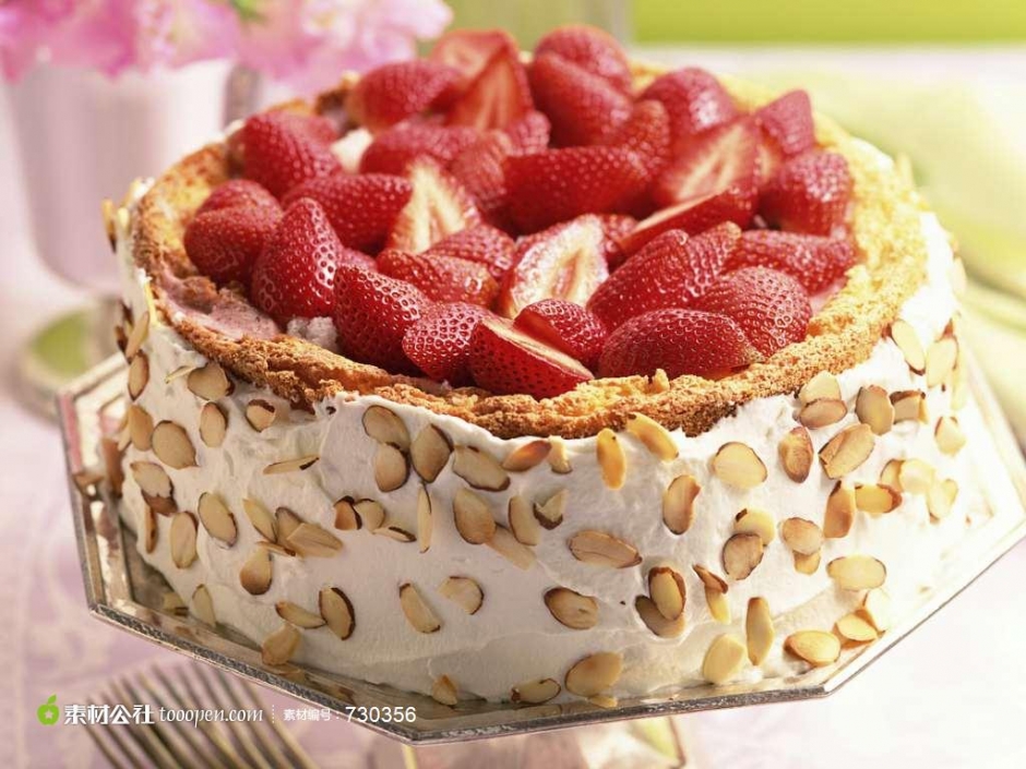 草莓优格蛋糕图片 草莓蛋糕块图片