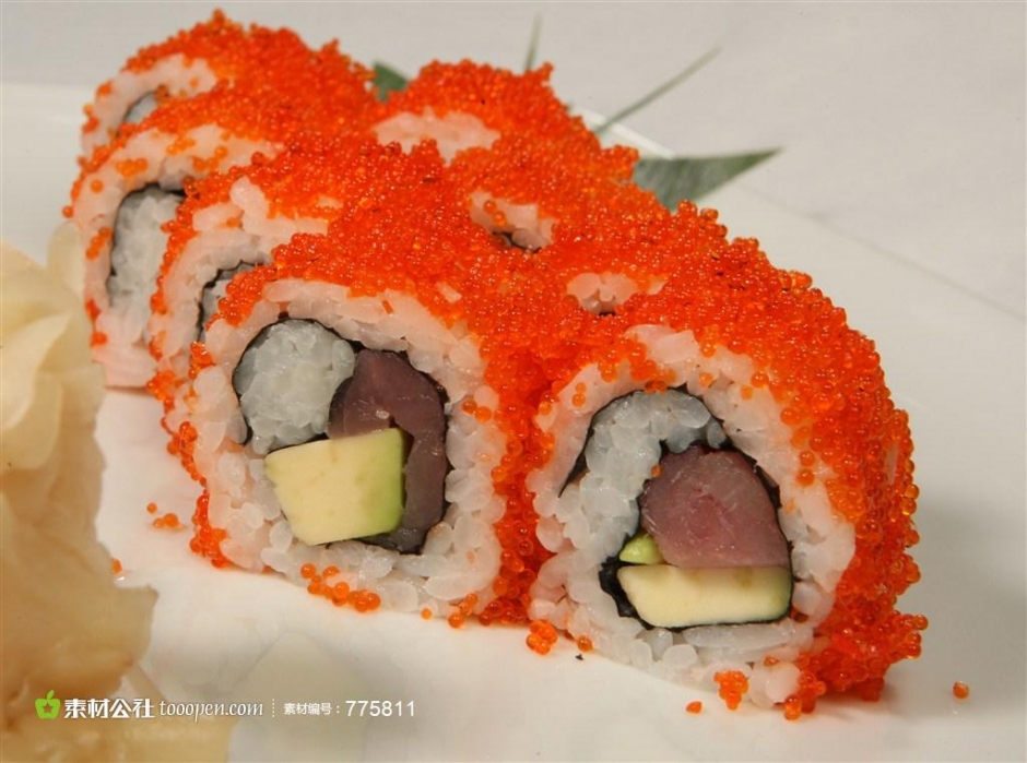 海苔寿司卷图片 美味的三文鱼寿司图片欣赏