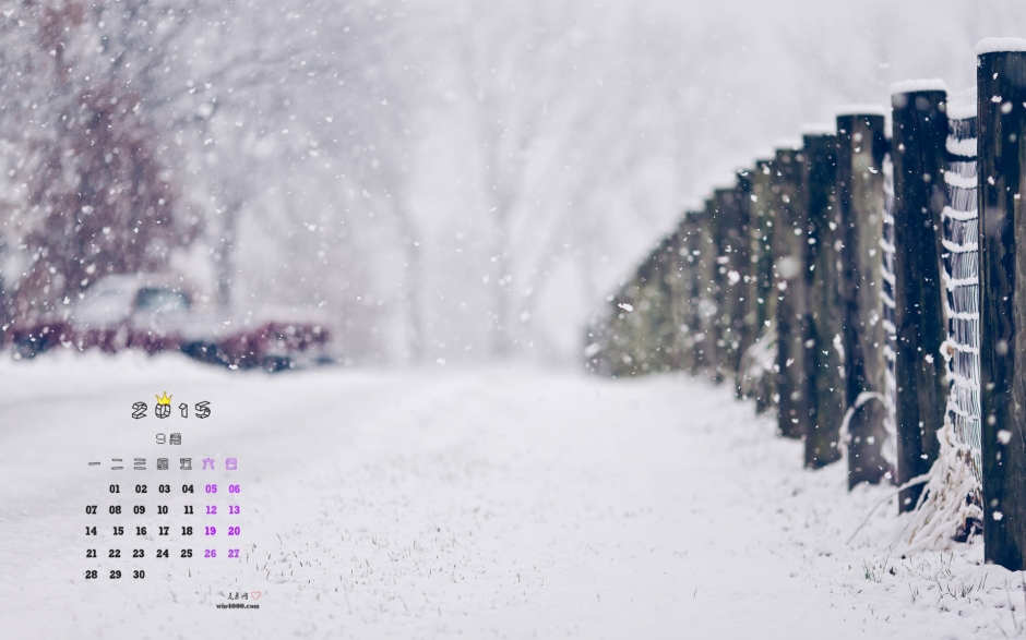 2015年9月日历唯美冬季雪花风光桌面壁纸图片下载5