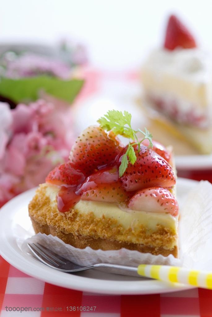 甜品店广告素材 草莓肉松芝士蛋糕