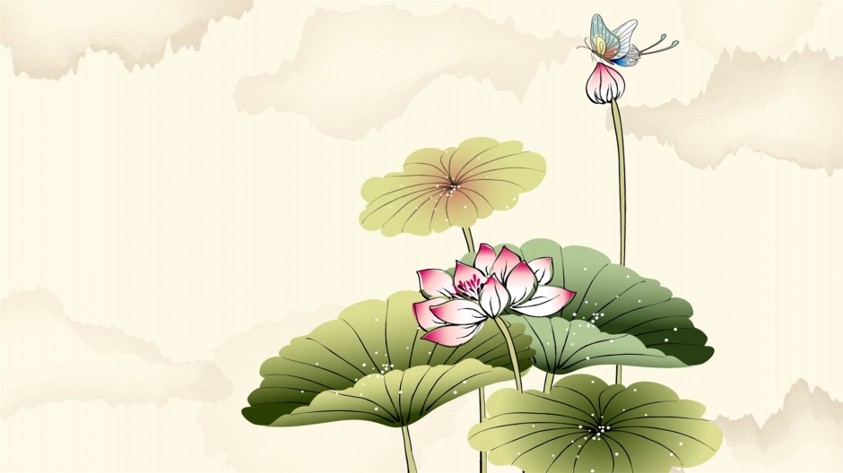 好看的手绘简约壁纸 好看的简约中国风手绘素描荷花图片