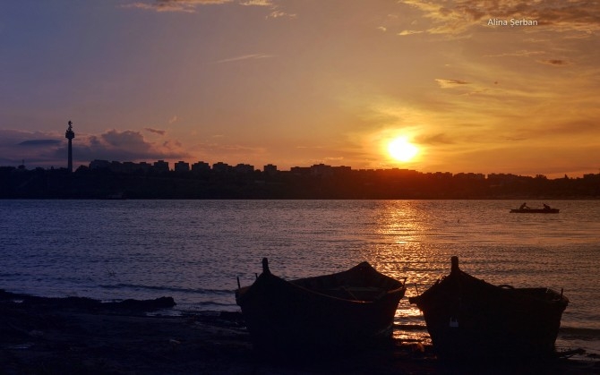 多瑙河日落风景图片背景