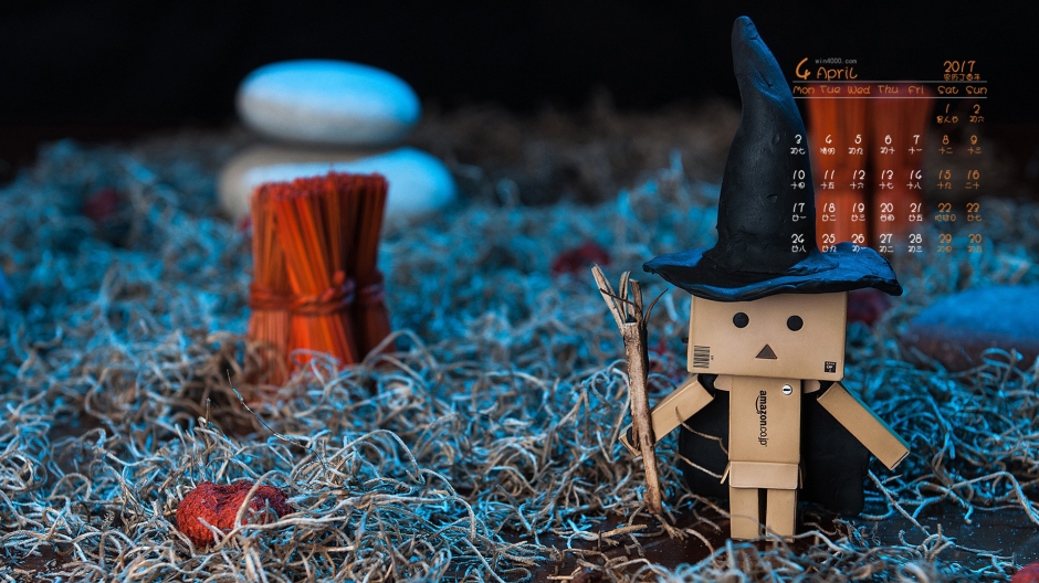 2017年4月可爱火柴人治愈系高清日历壁纸