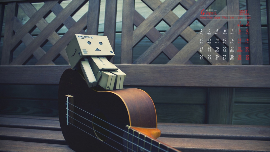 2017年4月可爱火柴人治愈系高清日历壁纸