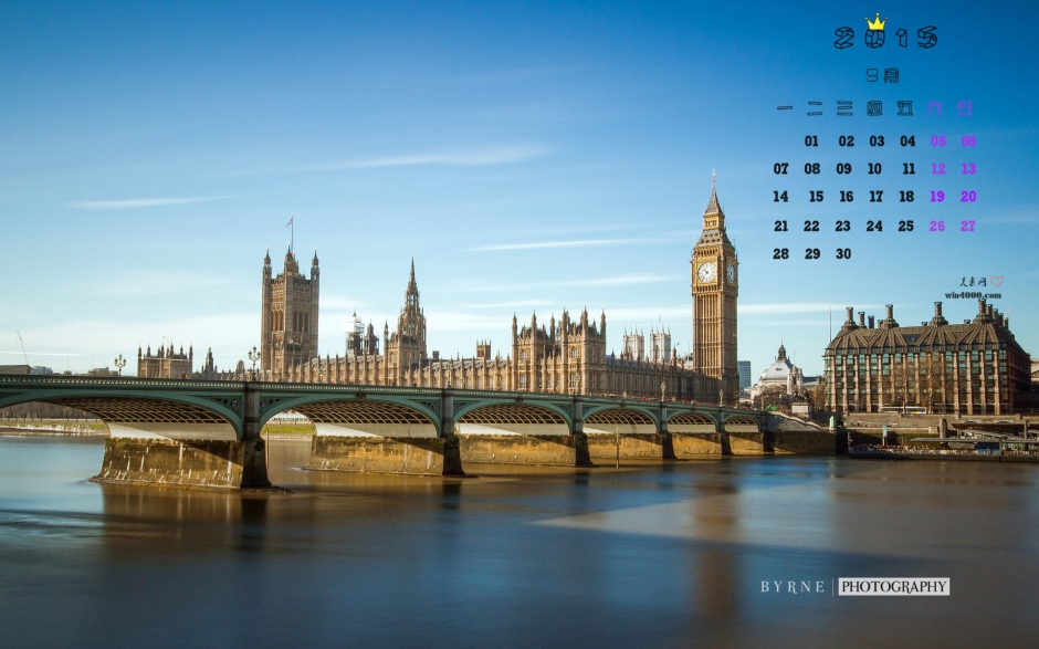 2015年9月日历唯美英国伦敦风景桌面壁纸下载1