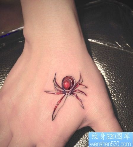 一幅手部蜘蛛刺青图片