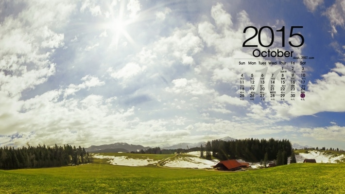 2015年10月风景日历壁纸