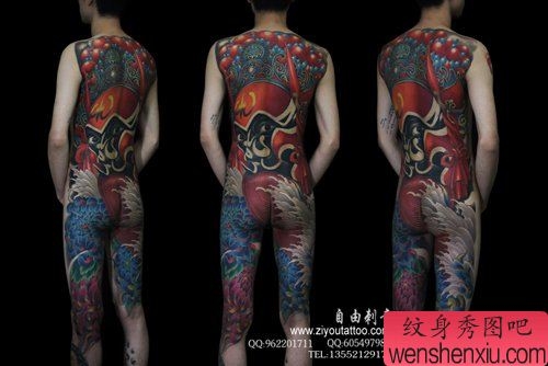 脸谱满背纹身图片 超帅的满背脸谱纹身图集