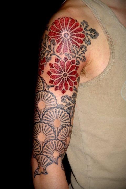 手臂上个性的花朵纹身