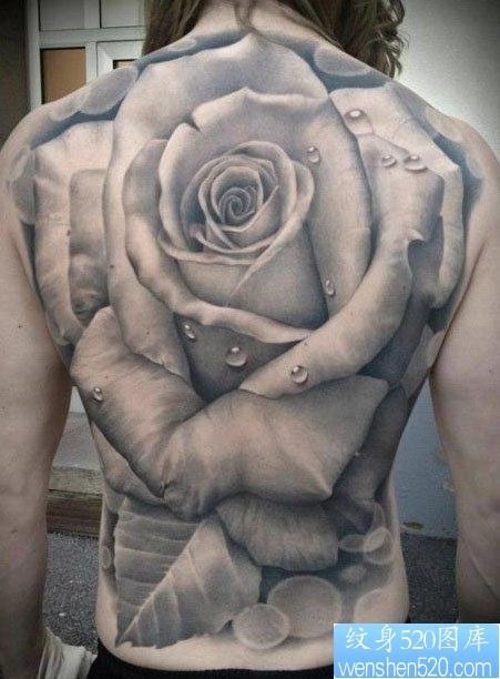 黑罂粟花纹身图  手臂上时尚唯美的欧美黑白花卉纹身图案