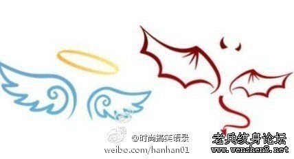 天使恶魔情侣纹身图片 情侣恶魔天使翅膀纹身图案