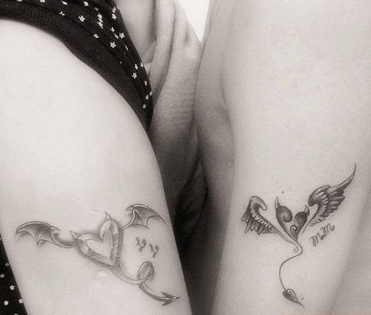 天使恶魔纹身 翅膀 天使恶魔情侣图腾纹身图案