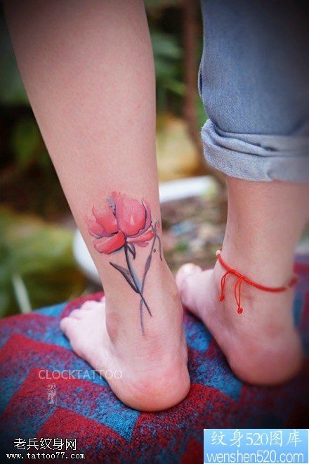 罂粟花纹身图 手臂罂粟花彩绘纹身图案