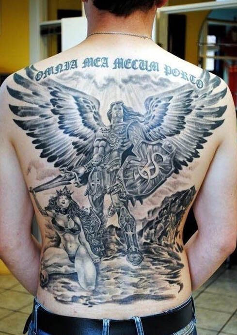 天使满背纹身图案 满背时尚的天使纹身图案