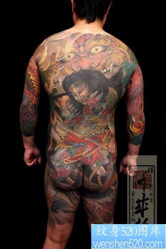 霸气的满背日本武士纹身图案