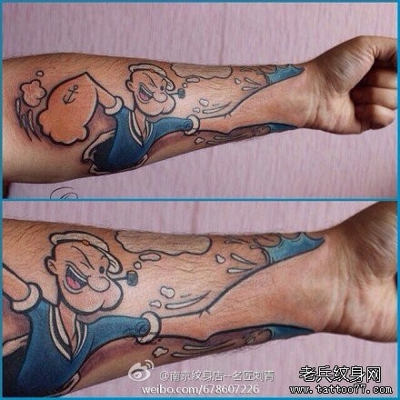 手臂经典很酷的大力水手纹身图片