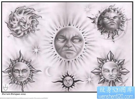 纹身图片：太阳纹身图案