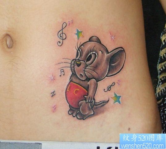 可爱的腹部卡通老鼠Jack纹身图片