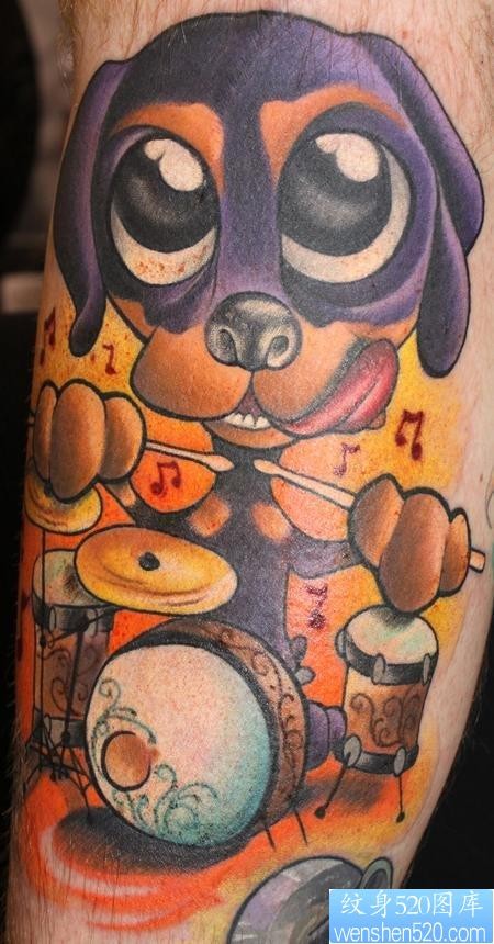 可爱的卡通狗狗纹身图片图案