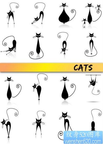 纹身图片：超酷超赞的猫咪图腾纹身图片图案