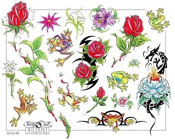 青蛙玫瑰玫瑰纹身图片图案