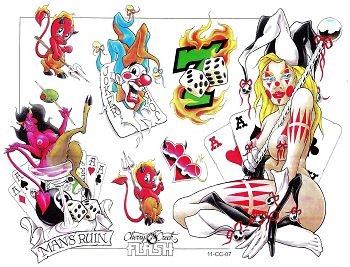 卡通小恶魔骰子小丑纹身图片图案