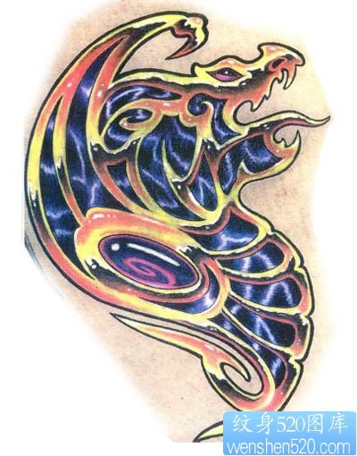 彩色欧式抽象龙纹身图片图案（tattoo)
