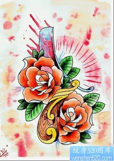 漂亮的欧美风格玫瑰花纹身图片