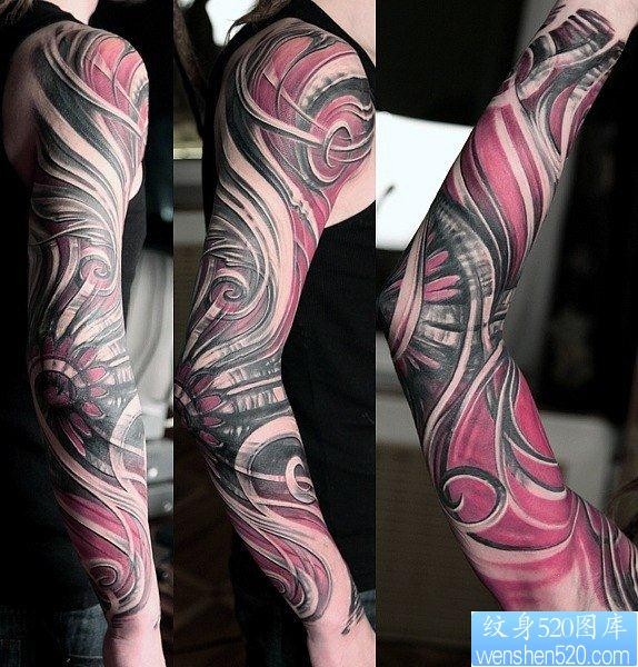 一张另类超酷的欧美花臂纹身图片