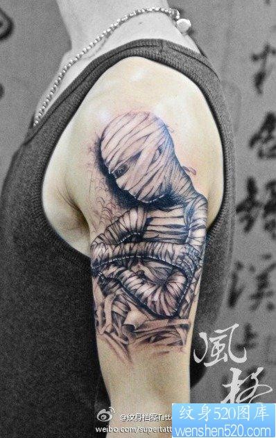 手臂经典很酷的木乃伊纹身图片