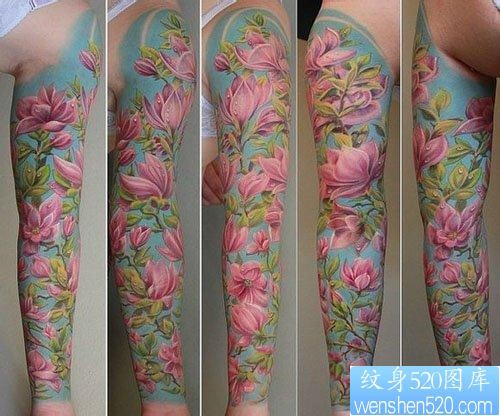 漂亮流行的花臂花纹身图片