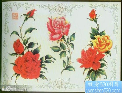 一组漂亮前卫的玫瑰花纹身图片
