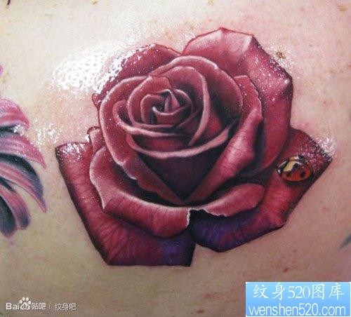 艳丽流行的彩色玫瑰花纹身图片